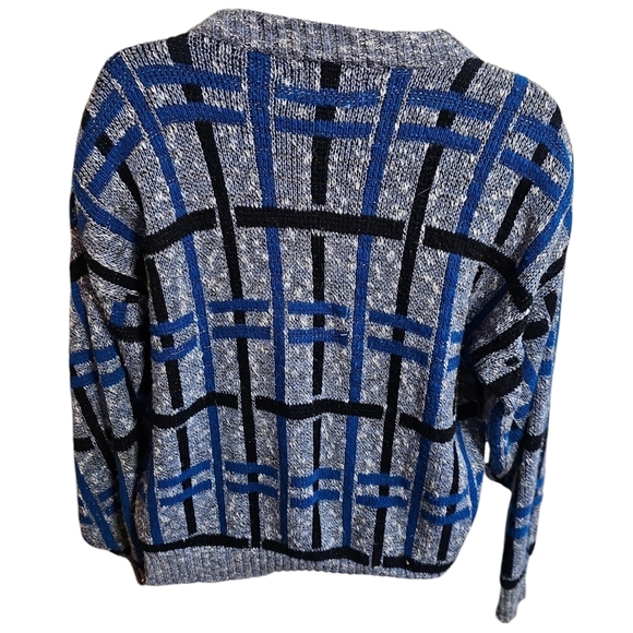Vintage 80s J.J. Cochran Large Bold Pattern Sweater Rare Retro Statement Preppy - Picture 3 of 7